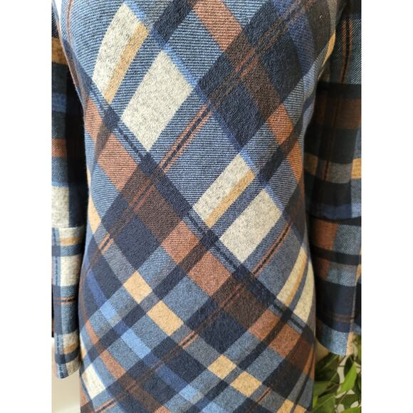 JH Women's Dress Large Multicolor Plaid Long Sleeve Bell Sleeve Casual - Picture 7 of 13